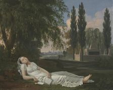 Woman Sleeping in a Landscape with a Letter, c. 1800. Creator: Bernard Gaillot (French, 1780-1847)