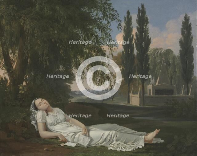 Woman Sleeping in a Landscape with a Letter, c. 1800. Creator: Bernard Gaillot (French, 1780-1847).