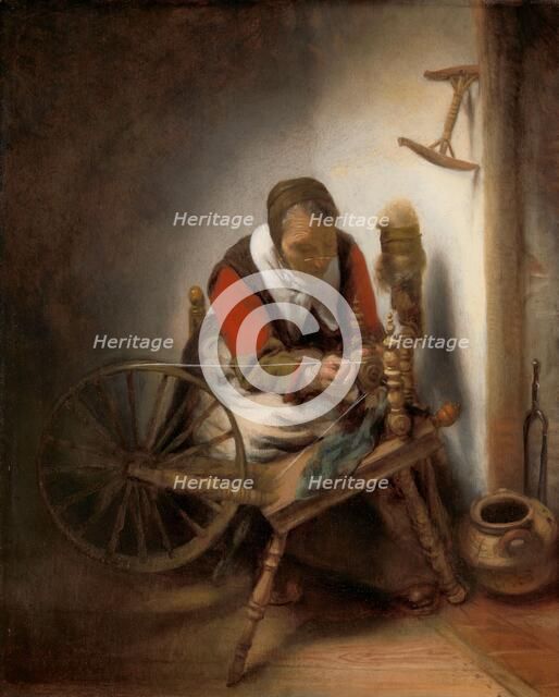 Woman spinning, 1652-1662. Creator: Nicolaes Maes.