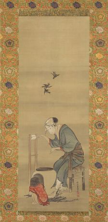 Woman Spinning Silk, dated 1790. Creator: Hokusai