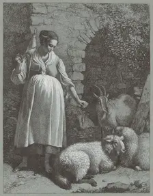 Woman Spinning Yarn by an Arch, 1764. Creator: Francesco Londonio