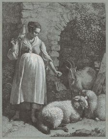 Woman Spinning Yarn by an Arch, 1764. Creator: Francesco Londonio