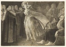 Woman Standing among the Friars (recto) Sketches of Heads (verso, left); Two Women (verso, right). Creator: John Brown (British, 1752-1787)