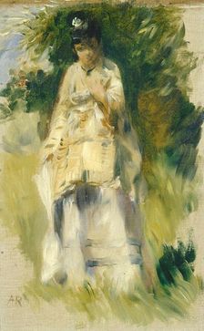 Woman Standing by a Tree, 1866. Creator: Pierre-Auguste Renoir