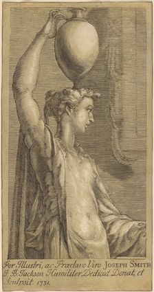 Woman Standing Holding a Jar on the Head, 1731. Creator: John Baptist Jackson