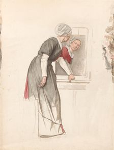 Woman standing in front of a mirror, 1874-1925. Creator: Jan Veth