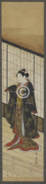 Woman standing on a second-story balcony, Edo period, mid-18th century. Creator: Katsukawa Shunsui.