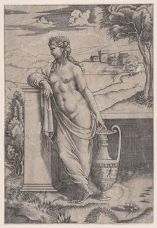 Woman Standing near a Vase, ca. 1514-36. Creator: Agostino Veneziano