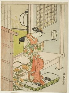 Woman Stepping Out with a Lantern, c. 1767/68. Creator: Suzuki Harunobu