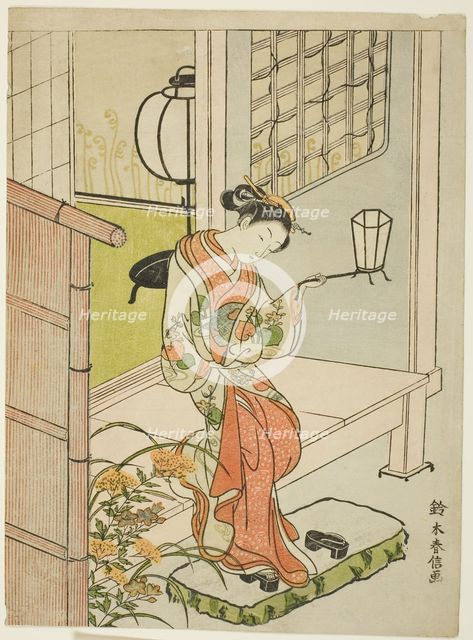Woman Stepping Out with a Lantern, c. 1767/68. Creator: Suzuki Harunobu.