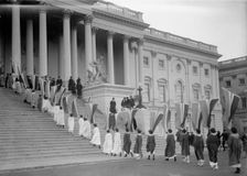 Woman Suffrage - at Capitol with Banners, 1917. Creator: Harris & Ewing