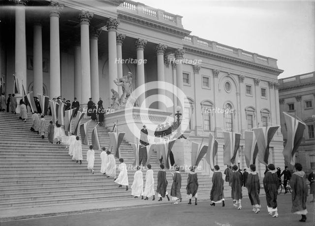 Woman Suffrage - at Capitol with Banners, 1917. Creator: Harris & Ewing.