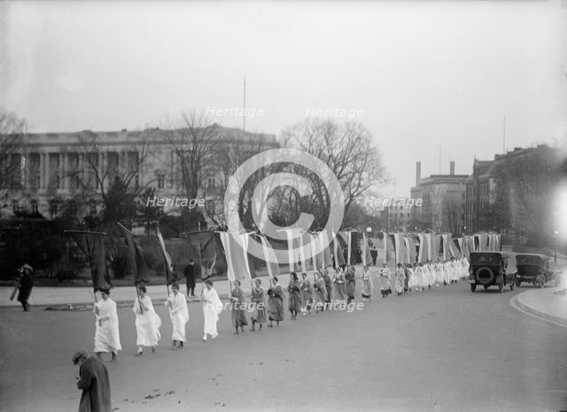 Woman Suffrage at Capitol with Banners, 1917. Creator: Harris & Ewing.