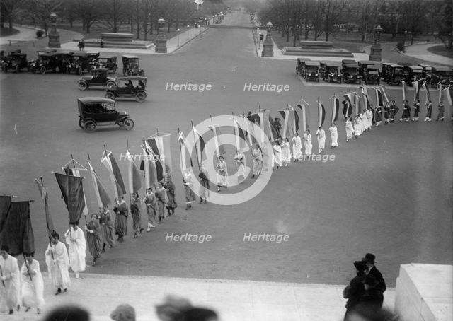 Woman Suffrage at Capitol with Banners, 1917. Creator: Harris & Ewing.