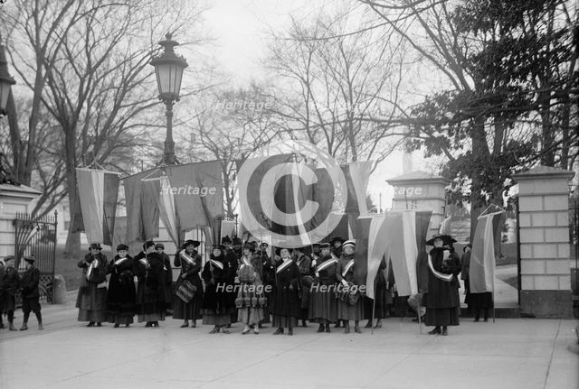 Woman Suffrage - Baltimore Pickets at White House, 1917. Creator: Harris & Ewing.