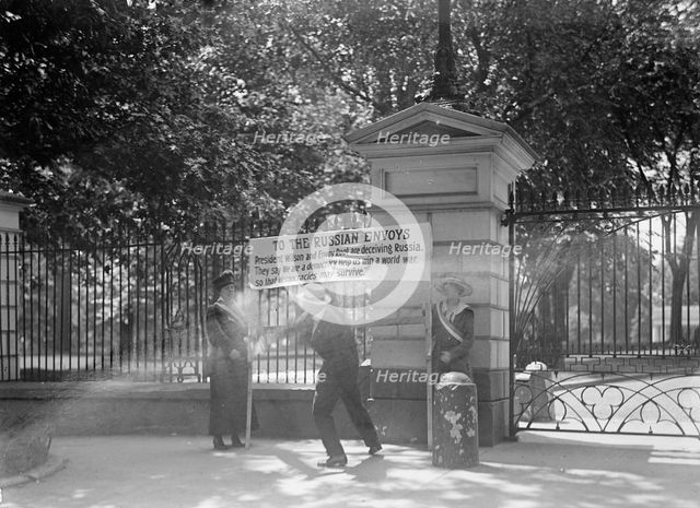 Woman Suffrage Banner, 1917. Creator: Harris & Ewing.