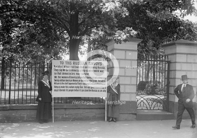 Woman Suffrage Banner, 1917. Creator: Harris & Ewing.