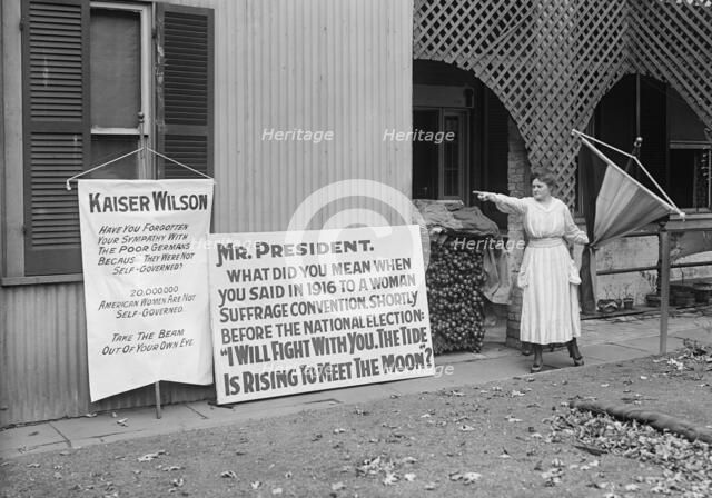 Woman Suffrage Banners, 1917. Creator: Harris & Ewing.