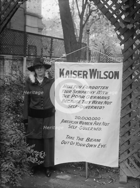 Woman Suffrage Banners, 1917. Creator: Harris & Ewing.