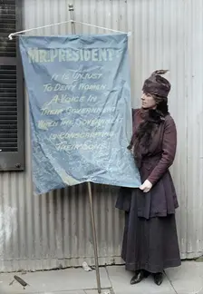 Woman Suffrage Banners, 1917. Creator: Harris & Ewing