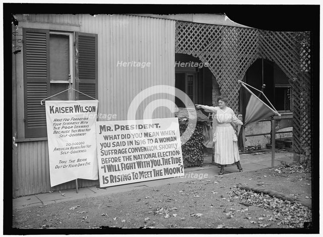 Woman suffrage banners, between 1916 and 1918. Creator: Harris & Ewing.