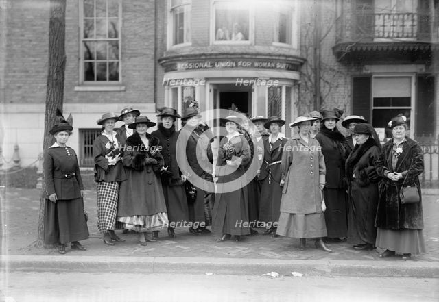 Woman Suffrage - Group at Headquarters, 1917. Creator: Harris & Ewing.