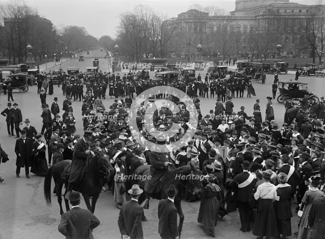 Woman Suffrage - Group Before Capitol, 2 Apr 1917. Creator: Harris & Ewing.