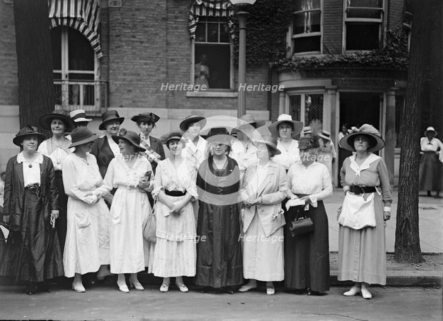 Woman Suffrage - Groups at Headquarters, 1917. Creator: Harris & Ewing.