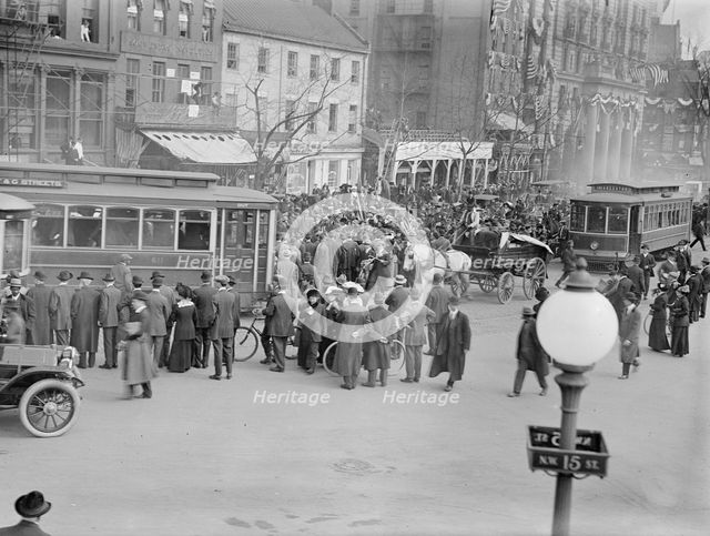 Woman Suffrage - Hikers Arriving from New York, 1913. Creator: Harris & Ewing.