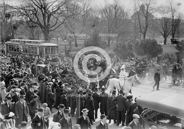 Woman Suffrage - Hikers Arriving from New York, 1913. Creator: Harris & Ewing.