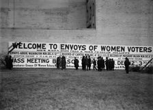 Woman Suffrage Sign: Welcome To Envoys of Women Voters, 1915. Creator: Harris & Ewing