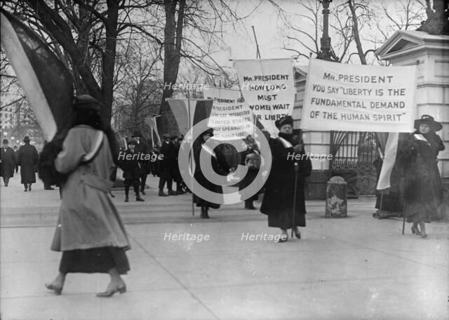 Woman Suffrage - Picket Parade, 1917. Creator: Harris & Ewing.