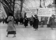 Woman Suffrage - Picket Parade, 1917. Creator: Harris & Ewing