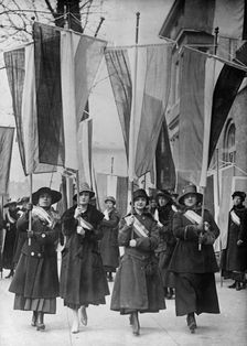 Woman Suffrage - Picket Parade, 1917. Creator: Harris & Ewing