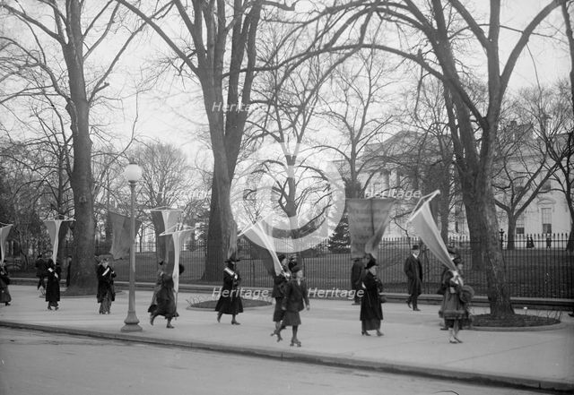 Woman Suffrage - Pickets at White House, 1917. Creator: Harris & Ewing.