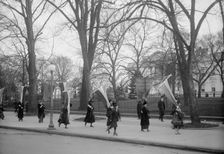 Woman Suffrage - Pickets at White House, 1917. Creator: Harris & Ewing