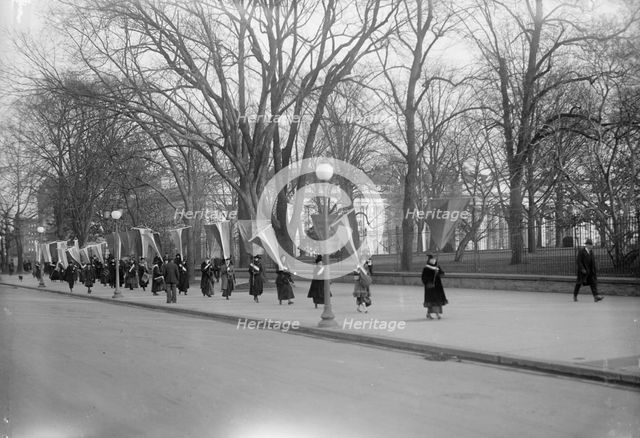 Woman Suffrage - Pickets at White House, 1917. Creator: Harris & Ewing.