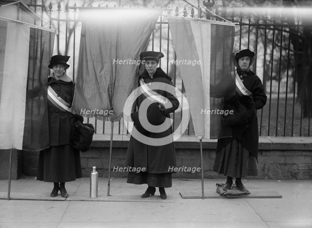 Woman Suffrage - Pickets at White House, 1917. Creator: Harris & Ewing.