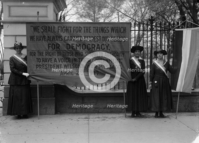 Woman Suffrage - Pickets at White House, 1917. Creator: Harris & Ewing.