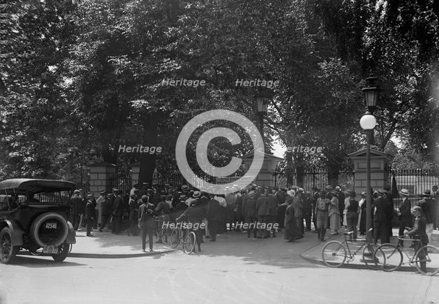 Woman Suffrage - Riot at White House Gate, 1917. Creator: Harris & Ewing.