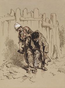 Woman Supporting a Man, 1852-1866. Creator: Paul Gavarni