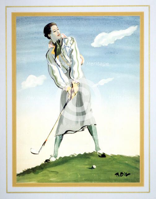 Woman posing for golf shot, c1920s. Artist: Unknown