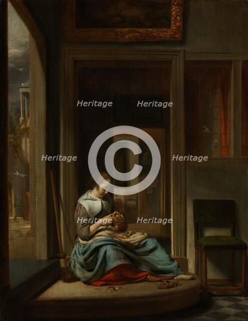 Woman Peeling an Apple, 1667. Creator: Cornelis Bisschop.