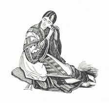 Woman plaiting her hair, 1839. Creator: Unknown