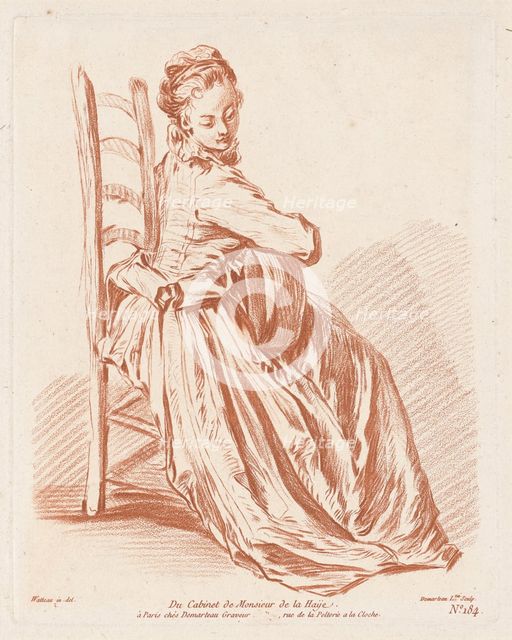Woman Playing the Guitar, 1764. Creator: Gilles Demarteau.