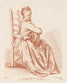 Woman Playing the Guitar, 1764. Creator: Gilles Demarteau