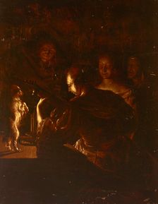 Woman Playing the Guitar and a Small Dog Dancing, 2nd half of 17th century. Creator: Unknown