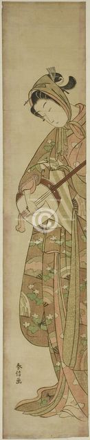 Woman Playing the Shamisen, c. 1769. Creator: Suzuki Harunobu.