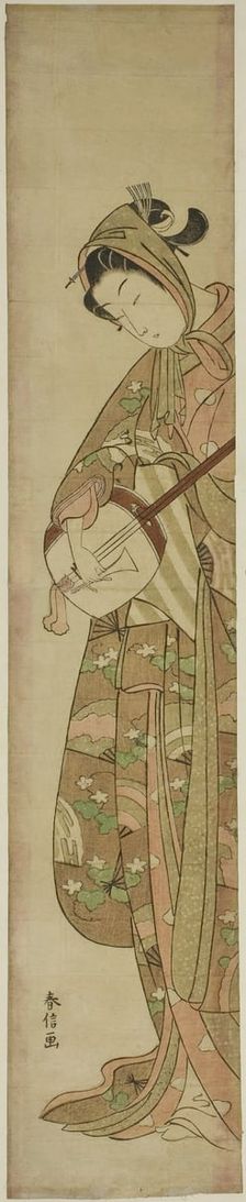 Woman Playing the Shamisen, c. 1769. Creator: Suzuki Harunobu