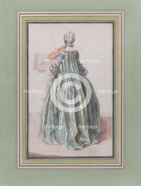 Woman Playing the Violin, Seen from the Back, ca. 1758-59. Creator: Louis de Carmontelle.